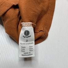 Load image into Gallery viewer, Unisex Dymples, organic cotton blend ribbed long sleeve top, GUC, size 2,  
