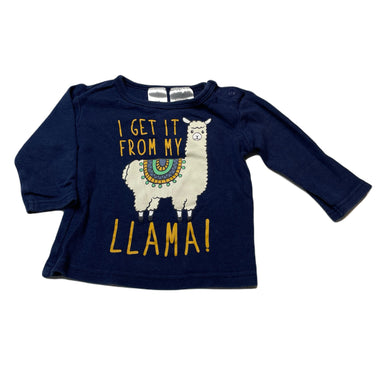 Unisex Baby Berry, navy cotton long sleeve top, llama, GUC, size 0,  