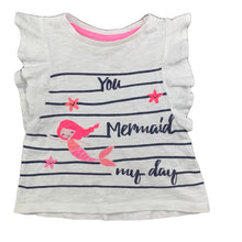 Load image into Gallery viewer, Dymples white lightweight cotton t-shirt / top, mermaid, size 00, Pre-loved