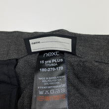 Load image into Gallery viewer, Boys Next, grey pleat front school pants, adjustable, Inside leg: 74cm, NEW, size 15,  