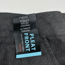 Load image into Gallery viewer, Boys Next, grey pleat front school pants, adjustable, Inside leg: 74cm, NEW, size 15,  