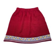 Load image into Gallery viewer, Girls red, wool blend knit skirt, elasticated, W: 23.5cm unstretched, L: 37cm, EUC, size 3-5,  