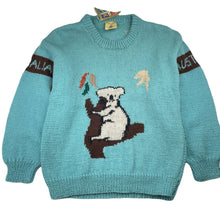 Load image into Gallery viewer, Girls Bendigo Woollen Mills, Australiana hand knitted pure Aust wool sweater / jumper, armpit to armpit: 41cm, L: 52cm, shoulder to cuff: 45cm, NEW, size 12-16,  