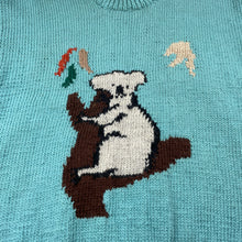 Load image into Gallery viewer, Girls Bendigo Woollen Mills, Australiana hand knitted pure Aust wool sweater / jumper, armpit to armpit: 41cm, L: 52cm, shoulder to cuff: 45cm, NEW, size 12-16,  
