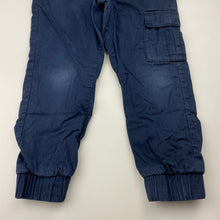 Load image into Gallery viewer, Boys Milkshake, lined navy cotton cargo pants, elasticated, Inside leg: 40cm, FUC, size 4,  