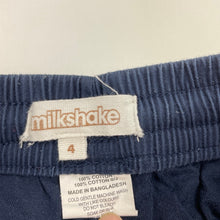 Load image into Gallery viewer, Boys Milkshake, lined navy cotton cargo pants, elasticated, Inside leg: 40cm, FUC, size 4,  