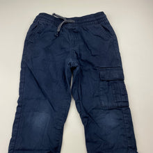 Load image into Gallery viewer, Boys Milkshake, lined navy cotton cargo pants, elasticated, Inside leg: 40cm, FUC, size 4,  