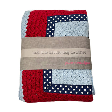 Unisex And the Little Dog Laughed, cotton hand crocheted blanket, 83cm x 83cm, NEW, size 0000-000,  