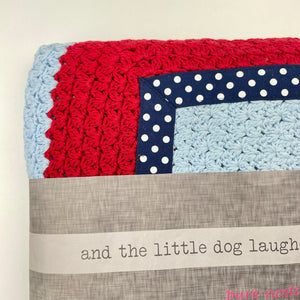 Unisex And the Little Dog Laughed, cotton hand crocheted blanket, 83cm x 83cm, NEW, size 0000-000,  