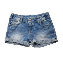 Load image into Gallery viewer, Girls Target, blue stretch denim shorts, adjustable, FUC, size 5,  