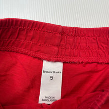 Load image into Gallery viewer, Girls Brilliant Basics, red cotton shorts, elasticated, GUC, size 5,  