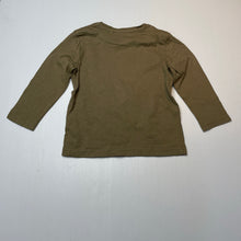 Load image into Gallery viewer, Unisex Favourites, khaki organic cotton long sleeve tee / top, GUC, size 2,  