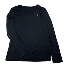 Load image into Gallery viewer, Womens Ralph Lauren Sport, black pima cotton long sleeve v-neck top, L: 58cm, armpit to armpit: 40cm, shoulder to cuff: 56cm, EUC, size XS-S,  