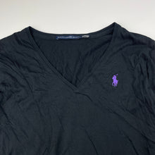Load image into Gallery viewer, Womens Ralph Lauren Sport, black pima cotton long sleeve v-neck top, L: 58cm, armpit to armpit: 40cm, shoulder to cuff: 56cm, EUC, size XS-S,  