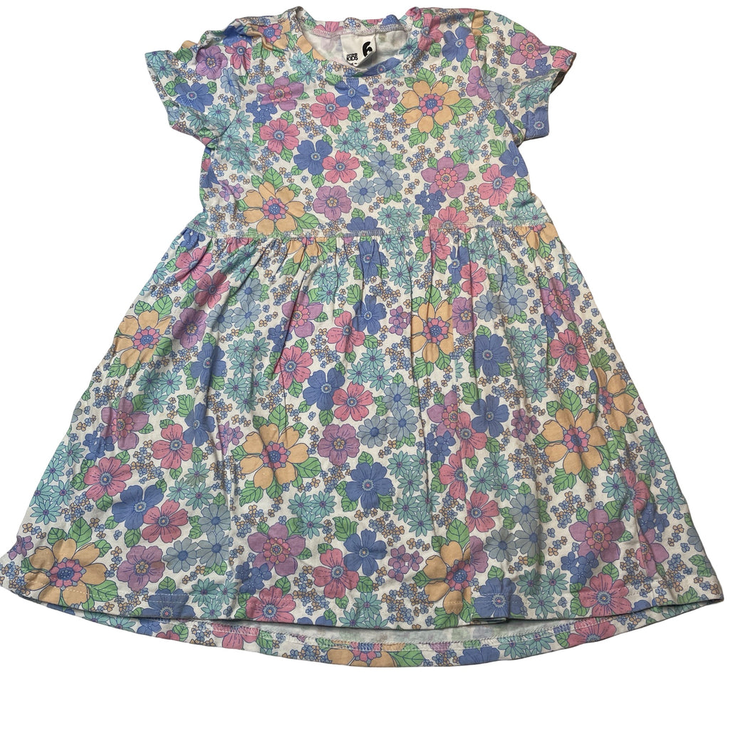 Girls Cotton On, floral cotton casual dress, marks on skirt, FUC, size 6, L: 57cm