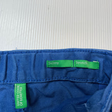 Load image into Gallery viewer, Boys United Colors of Benetton, blue stretch cotton pants, adjustable, Inside leg: 30.5cm, FUC, size 2,  
