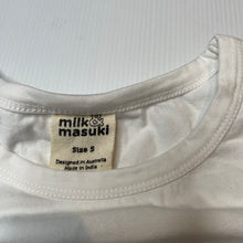 Load image into Gallery viewer, Girls Milk &amp; Masuki, organic cotton blend box t-shirt dress, EUC, size 5, L: 58cm at front