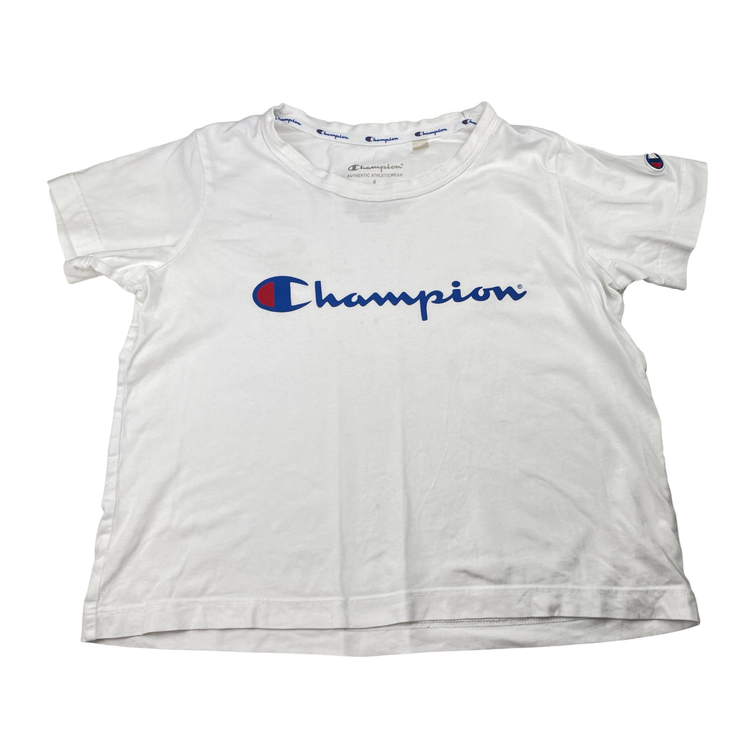 Womens Champion, Authentic cropped cotton tee / top, L: 42cm, armpit to armpit: 43cm, small marks front, FUC, size 8,  