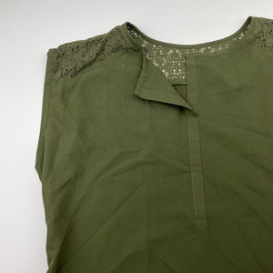 Womens VAN HEUSEN, khaki lightweight blouse / top, L: 60cm approx, armpit to armpit: 49cm, EUC, size S,  
