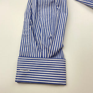 Womens AUSTEN BROTHERS, blue & white stripe fitted long sleeve shirt, shoulder to hem: 56cm, armpit to armpit: 39.5cm, shoulder to cuff: 59cm, NEW, size 6,  