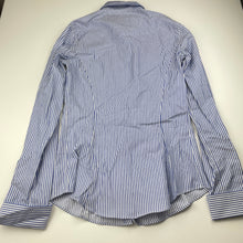 Load image into Gallery viewer, Womens AUSTEN BROTHERS, blue &amp; white stripe fitted long sleeve shirt, shoulder to hem: 56cm, armpit to armpit: 39.5cm, shoulder to cuff: 59cm, NEW, size 6,  