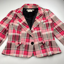 Load image into Gallery viewer, Womens Wheels &amp; Dollbaby, checked tartan cropped sleeve jacket, L: 47cm, armpit to armpit: 45cm, shoulder to cuff: 45cm, EUC, size 12,  