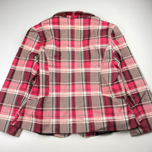Load image into Gallery viewer, Womens Wheels &amp; Dollbaby, checked tartan cropped sleeve jacket, L: 47cm, armpit to armpit: 45cm, shoulder to cuff: 45cm, EUC, size 12,  