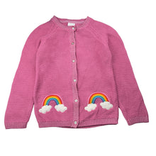 Load image into Gallery viewer, Girls F&amp;F, cotton blend knit cardigan, rainbows, EUC, size 6-7,  