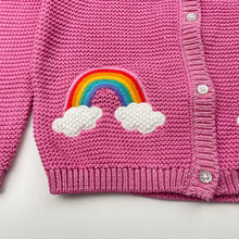 Load image into Gallery viewer, Girls F&amp;F, cotton blend knit cardigan, rainbows, EUC, size 6-7,  