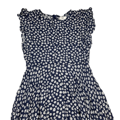 Girls Seed, navy & white floral viscose dress, FUC, size 12, L: 74cm approx