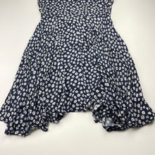 Load image into Gallery viewer, Girls Seed, navy &amp; white floral viscose dress, FUC, size 12, L: 74cm approx