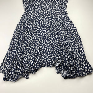 Girls Seed, navy & white floral viscose dress, FUC, size 12, L: 74cm approx