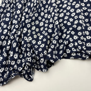 Girls Seed, navy & white floral viscose dress, FUC, size 12, L: 74cm approx