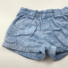 Load image into Gallery viewer, Girls Cotton On, chambray cotton shorts, elasticated, FUC, size 1,  