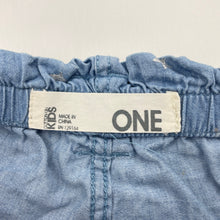 Load image into Gallery viewer, Girls Cotton On, chambray cotton shorts, elasticated, FUC, size 1,  