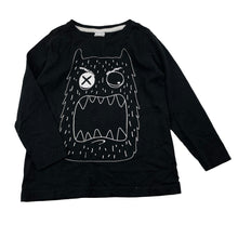 Load image into Gallery viewer, Boys H&amp;T, black cotton long sleeve tee / top, monster, GUC, size 4,  
