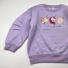Load image into Gallery viewer, Girls KID, fleece lined sweater / jumper, unicorns, FUC, size 4,  