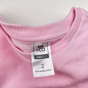 Girls Kids & Co, fleece lined short sleeve sweater top, FUC, size 2,  