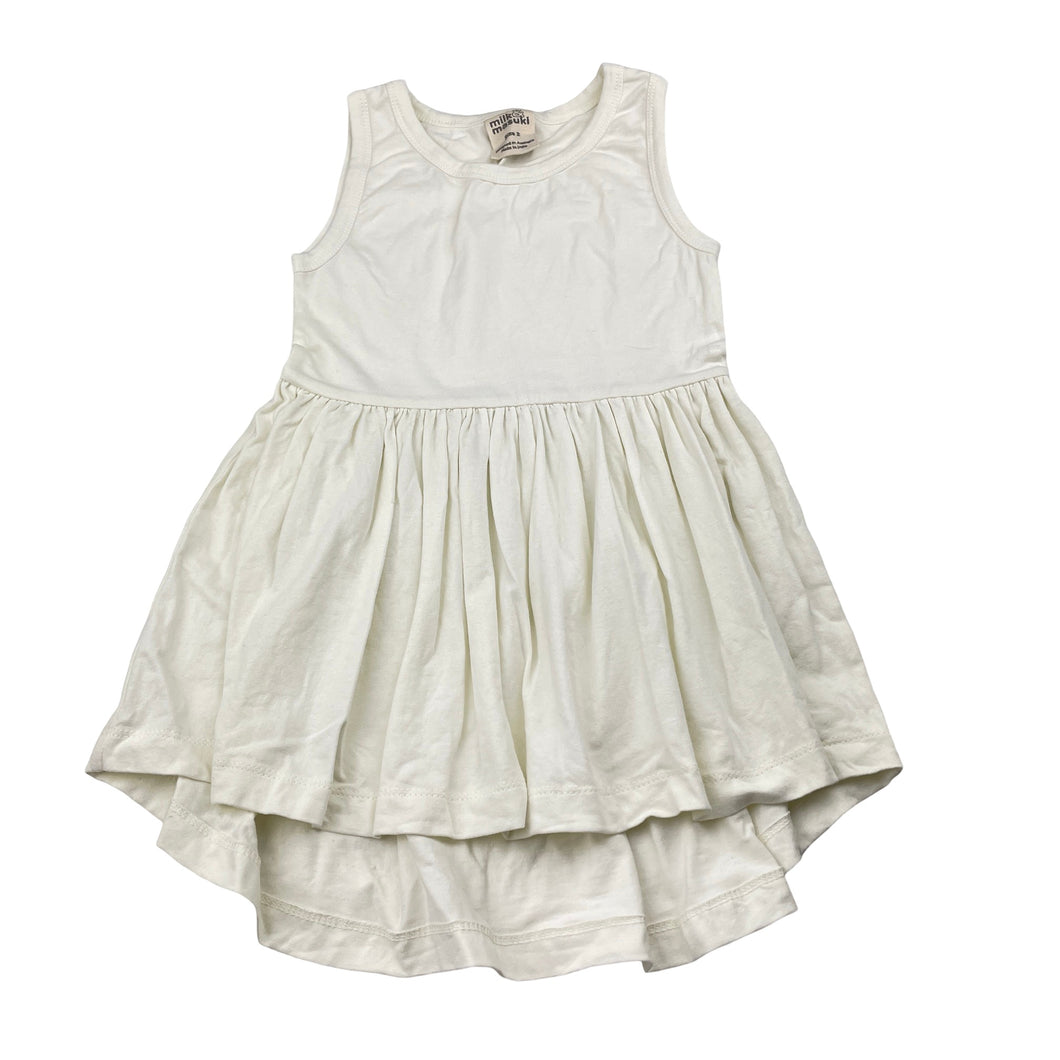 Girls Milk & Masuki, organic cotton blend casual dress, EUC, size 2, L: 45cm at front
