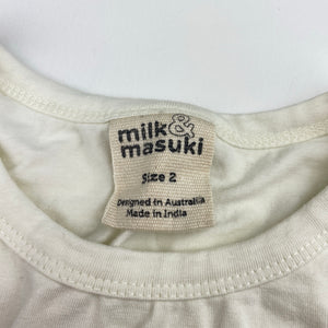 Girls Milk & Masuki, organic cotton blend casual dress, EUC, size 2, L: 45cm at front