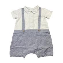 Load image into Gallery viewer, Boys Bebe by Minihaha, spliced cotton / linen romper, discolouration neck, FUC, size 0,  