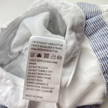 Load image into Gallery viewer, Boys Bebe by Minihaha, spliced cotton / linen romper, discolouration neck, FUC, size 0,  