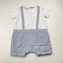Load image into Gallery viewer, Boys Bebe by Minihaha, spliced cotton / linen romper, discolouration neck, FUC, size 0,  