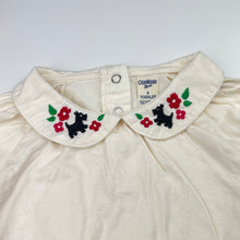 Load image into Gallery viewer, Girls Osh Kosh, cotton long sleeve top, embroidered collar, FUC, size 4,  