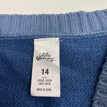 Load image into Gallery viewer, Girls Miss Understood, blue knit drape cardigan, L: 66cm, EUC, size 14,  