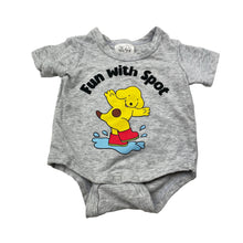 Load image into Gallery viewer, Unisex Fun with Spot, grey marle stretchy bodysuit / romper, EUC, size 0000,  