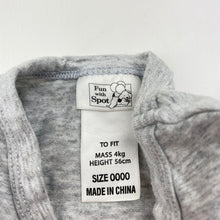Load image into Gallery viewer, Unisex Fun with Spot, grey marle stretchy bodysuit / romper, EUC, size 0000,  