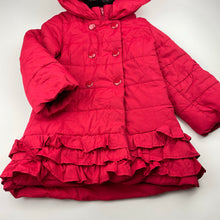 Load image into Gallery viewer, Girls Fresh Baked, red puffer jacket / coat, L: 48cm, EUC, size 4,  