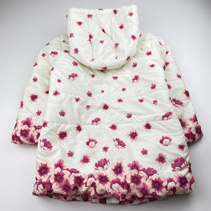 Girls Pumpkin Patch, floral puffer jacket / coat, L: 50cm, light marks throughout, FUC, size 4,  