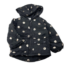 Load image into Gallery viewer, Girls H&amp;T, black &amp; gold spot lightweight jacket, FUC, size 2,  